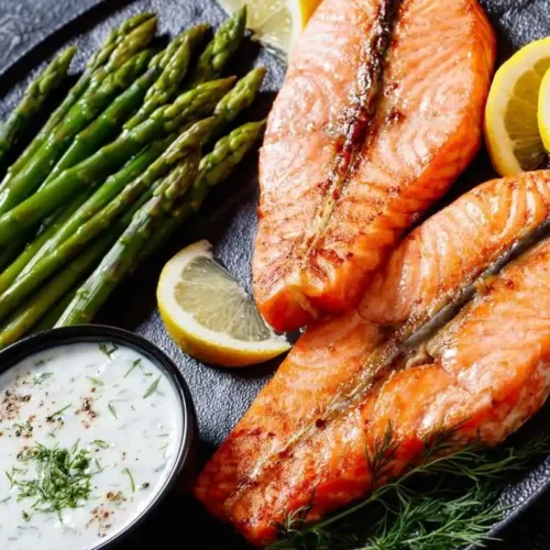 lemon herb salmon with asparagus