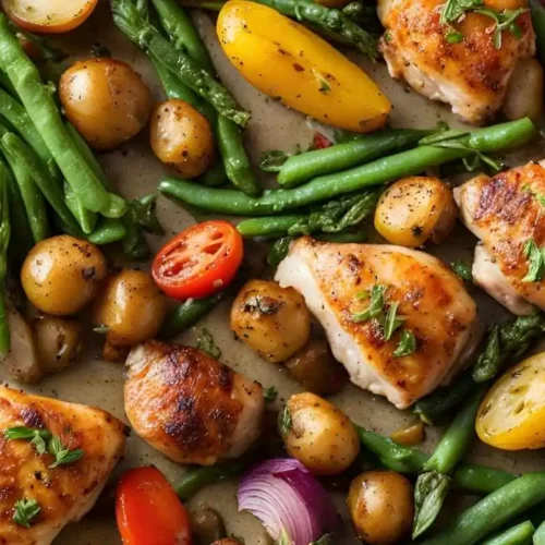 Sheet pan chicken with veggies meal