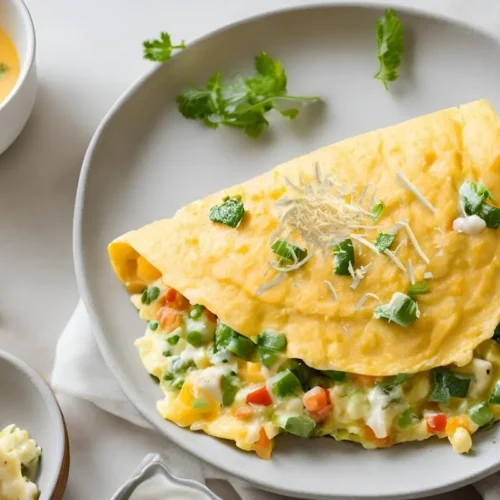 simple omelets with milk veggies